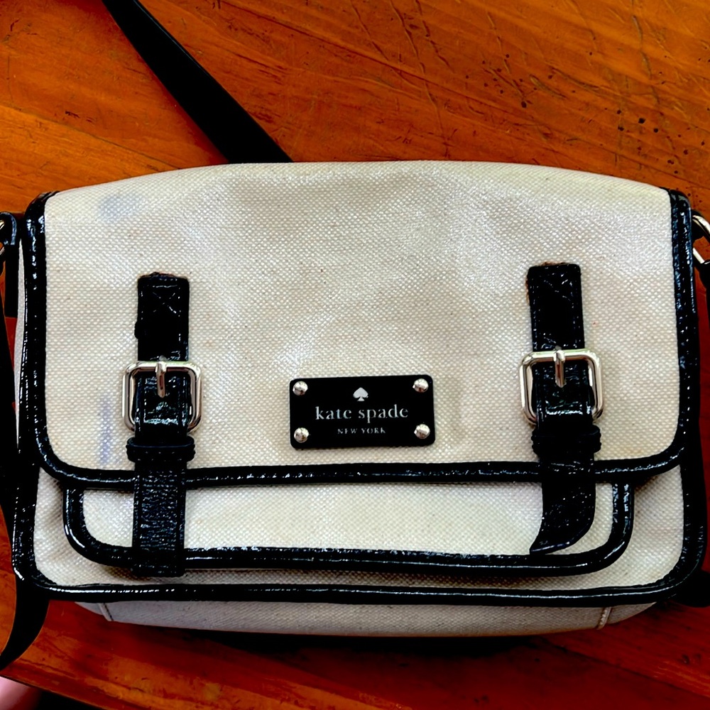 Kate spade canvas beige crossbody